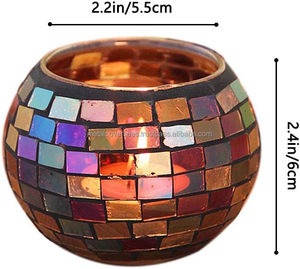 แฮนด์เมดแก้วโมเสคขนาด6ซม. เชิงเทียนทรงลูกบอลดิสโก้โมเสคแตกภาชนะใส่เทียนแก้วเปล่าสุดหรู - Product Image 2