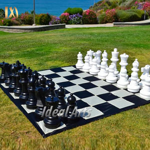 Grand plateau d'échecs extérieur <span class=keywords><strong>en</strong></span> marbre sculpté à la main avec des pièces de jeu surdimensionnées - Product Image 5