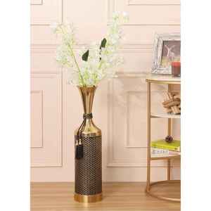 Vase à fleurs en métal doré haut de gamme, moderne, fin et brossé, pièce maîtresse pour la décoration de la maison, mariage et salon d'hôtel - Product Image 2