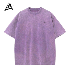 T-shirt AIFRAN surdimensionné vintage en coton 100% délavé avec logo minimaliste, sans col, streetwear décontracté pour l'été - Product Image 5