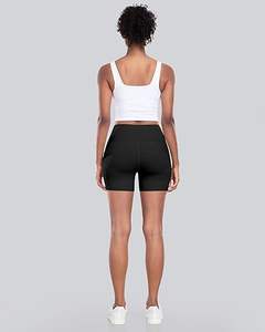 Short de motard pour femme avec poches Taille haute Contrôle du ventre Spandex Workout Yoga Athletic Gym Shorts - Product Image 2