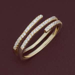 Bague de doigt tendance en argent 92,5 plaqué or rose et rhodium 180934 avec incrustation design pour mariages - Product Image 4