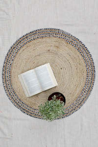 Tapis de jute rectangle bleu le plus vendu tapis de jute cousu à la main/tressé d'excellente qualité tapis de revêtement de sol de chambre à coucher - Product Image 2