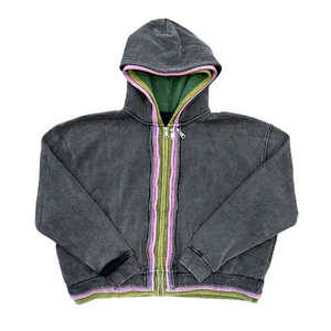 Fabricantes de ropa personalizados 500 Gsm Heavyweight Acid Wash Zip Pullover Hoodie alta calidad 100% algodón Slim Fit otoño - Product Image 6