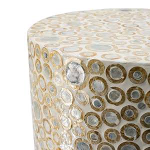 Tabouret rond en coque mère de perles, fans, fillettes, pour salon et chambre à coucher, fait main, vente en gros - Product Image 5