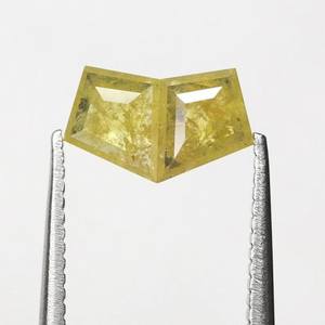 1.27 ct.natural rustic Rose ตัดคู่สีเหลืองเพชรหลวม2ชิ้นสำหรับทำเครื่องประดับ - Product Image 1