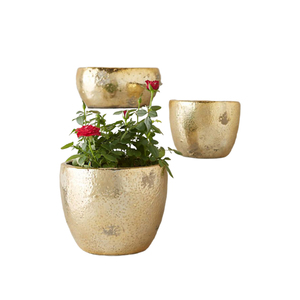 Ensemble de 2 pots de fleurs décoratifs en métal texturé pour la maison, le jardin, Noël, les mariages, les centres de table - Product Image 4