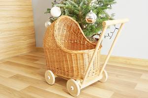 Venta al por mayor mimbre bebé cuna Vintage mimbre muñeca muebles miniaturas bebé juguetes cochecito silla cama cochecito de Vietnam - Product Image 5