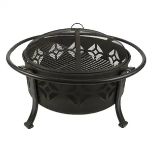 Black Round Fire Pit l Is Ideal For A Robust Backyard Has A Modern Style Entertaining Or Enjoying Your Outdoor Living Area