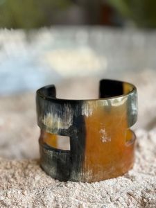 Brazalete Unisex de Cuerno de Búfalo Natural, Simple, Pulido, Impermeable, de Alta Calidad, Estilo Animal, Color Negro Marrón, Brazalete Ancho - Product Image 5