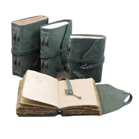 Carnet de notes vintage en cuir vert avec boussole, papier à bords festonnés, 240 pages, 8x6 pouces, fait main, journal intime, cadeau, vente en gros