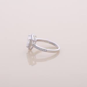 IGI Certified Trillion Cut Lab Grown Diamond Halo Engagement / Wedding Ring with Pave Band in <b>Solid</b> 925 Sterling <b>Silver</b> - Product Image 2