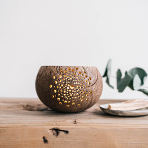 Coco Shell Bowls Floor <b>Candle</b> Stands Hand Carved <b>Tealight</b> <b>Candles</b> Decorative Holder Natural Coconut Bowl Holders - Product Image 5