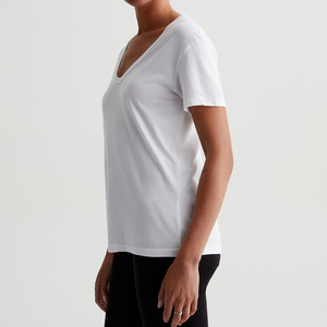 OEM mujeres cuello en U relajado Premium 100% Material de algodón de secado rápido mejor luz Jersey al por mayor señoras camiseta con logotipo personalizado - Product Image 4