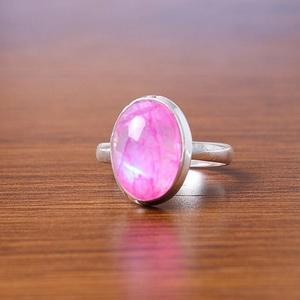 Indian Manufacturer's Handmade 925 Sterling Silver Ring with Natural Pink Moonstone Gemstone Oval Cut Diamond Shape for Weddings - Product Image 6