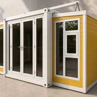 Maison conteneur extensible de 10 pieds, préfabriquée, modulaire, pliable, portable, pour bureau de chantier ou habitation, jaune doré chaud