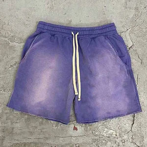 NEW Summer Active Wear Blank Quick Dry Jogging Shorts Unisex Terry Cotton Workout Vintage Distressed Acid Washed Shorts - Product Image 2