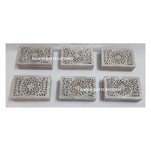 Indian Natural Soapstone Carving Flower Design Jewelry <b>Box</b> Best Designer Workmanship For Home Decorative And Corporate <b>Gift</b> - Product Image 1