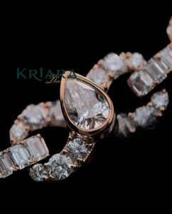 S925 Women's Rose Gold Plated Moissanite <b>Statement</b> <b>Necklace</b> Round Brilliant Cut Flower Design Pave Setting Luxury Link Chain - Product Image 3