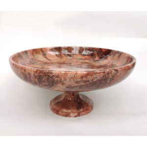 Cuenco de Pedestal de mármol rosa de lujo, cuenco para servir frutas de mármol Natural hecho a mano, mesa elegante moderna, decoración del hogar con acento - Product Image 2