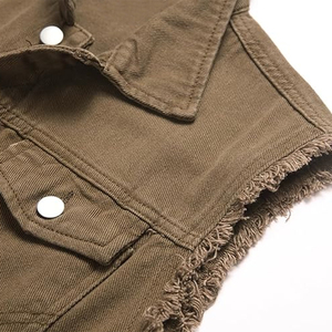 Chaleco Vaquero Casual de Otoño para Hombre, Lavado a la Piedra, Cuello en V, Un Botón, Secado Rápido, Transpirable, Ecológico, Servicio OEM - Product Image 4