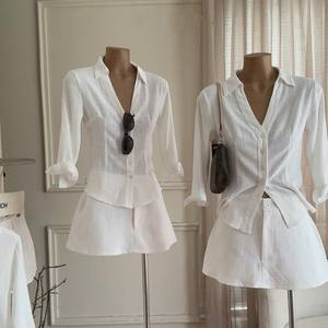 Chemise Blouse Blanche Respirante pour Femme ODM pour le Printemps et l'Été - Product Image 4