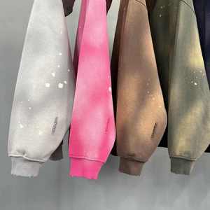 Sudadera con capucha de lavado ácido con bolsillos desgastados personalizados, sudaderas con capucha y sudaderas de talla grande para hombre, Sudadera con capucha de peso pesado con hombros caídos para hombre - Product Image 2