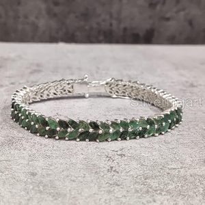 Pulsera de Mujer con Esmeralda Natural, Piedra de Nacimiento de Mayo, Joyería Hecha a Mano para Aniversario, Navidad, Pulsera de Plata de Ley 925 - Product Image 2
