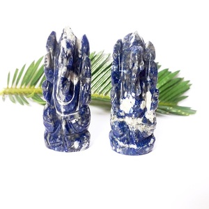 Wholesale Semi-Precious <strong>Stone</strong> Carved Ganesh Idol Sodalite Crystal Agate Gemstone Sculpture Feng Shui Style Hand <strong>Carving</strong> Healing