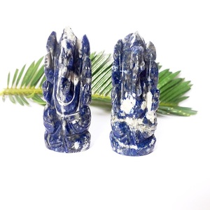 Gemma Sodalite scolpita a mano Ganesh Idol all'ingrosso cristallo scolpito scultura pietra ganesh