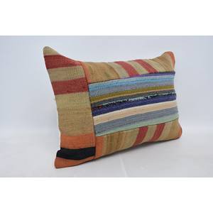 Multicolor Wool Kilim 20x28 Inch Decorative Accent Pillow Luxury Woven <b>Cushion</b> with Vintage Leaves Pattern - Product Image 3