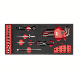 USAG 41-Piece 1/4'' <b>Socket</b> and Allen Keys Set in Two-Tone Foam Module <b>Ratchet</b> Tool Kit - Product Image 2