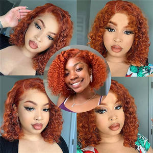 Dentelle Transparente Remy cheveux humains du Vietnam Perruques Renouvelables En Gros Vietnamien HumanHair Couleur Orange Vague Profonde BobExtensions - Product Image 5