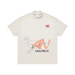 Camiseta de Cuello Alto de Algodón Personalizada para Hombre, 320G, Talla 3XL, Hombros Caídos, Ajuste Holgado, Camiseta Lisa de Gran Peso - Product Image 3