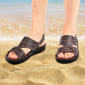 Sandales en cuir décontractées Offre Spéciale grande taille pour hommes Concevez votre propre avec semelle intérieure en PU pour les aventures en plein air - Product Image 3