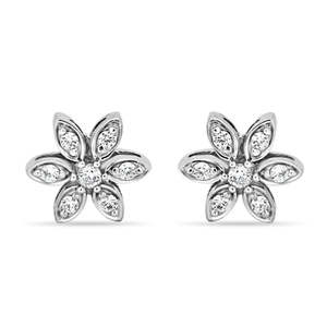 NOVAMART Fine Zarkan Lily Zircon <b>Silver</b> <b>Stud</b> Trendy Religious Wedding Featuring Flower Heart Shape Made Stainless Steel Titanium - Product Image 3