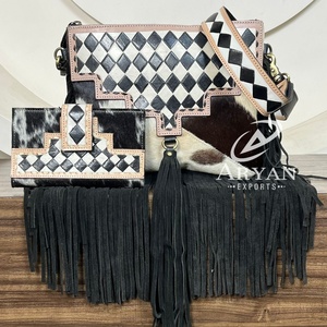 กระเป๋าสะพายข้างทำจากหนังลายตารางหมากรุกขนาดใหญ่ของผู้หญิงและกระเป๋าสตางค์แบบสองพับหนังวัวแท้ชุด2ชิ้นเข้าคู่กันราคาโรงงาน - Product Image 1