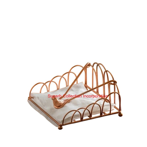 Porte-serviettes en métal noir moderne avec bras lesté Design de panier décoratif pour table à manger de cuisine et rangement de comptoir - Product Image 4