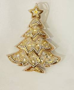 Décorations de Noël écologiques en coton brodé à la main avec des perles et des paillettes, couleur personnalisée, ornement papillon girafe - Product Image 1