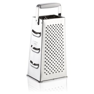 Râpe en acier écologique à 4 faces (10x8x25cm)-COOK & GO Chrome poli-Outils pour légumes-23120 - Product Image 1