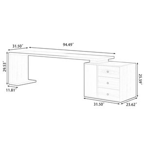 Solid Wood <b>L</b>-<b>Shaped</b> Computer <b>Desk</b> Light Walnut Rectangular Writing <b>Office</b> Workstation <b>DESK</b>-0050 - Product Image 3