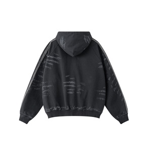 Nueva moda para hombre, cárdigan de manga larga con capucha con logotipo en la parte delantera y trasera, cremallera y bolsillos, ropa informal de invierno impermeable de algodón 100% - Product Image 4