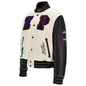 Logo personnalisé Vente en gros Offre Spéciale Chenille Broderie Manches en cuir Vintage Varsity Letterman Vestes pour hommes - Product Image 4