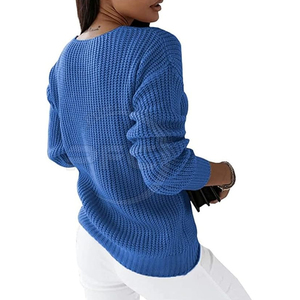 Pulls d'hiver pour femmes de haute qualité sur mesure de couleur unie, style décontracté le plus vendu avec décoration à motif tricoté, taille libre - Product Image 2