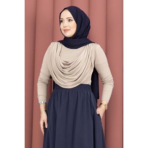 Hauts en tricot pour femmes, couleur beige foncé, avec détail drapé, Sandy Body - Product Image 4