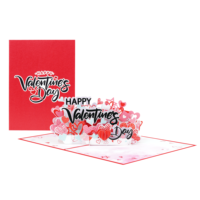 Kerajinan Seni Kertas Selamat Hari Valentine Huruf Hitam Bunga Merah Muda Kartu Ucapan Souvenir Pernikahan Hadiah Grosir Langsung