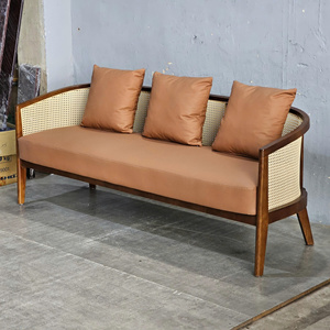 Harvey 1.8m Ash Wood <b>Sofa</b> SFB68090 Extendable Three-Seater with Rattan Mesh Upholstery <b>Sponge</b>-Filled <b>Sponge</b> <b>for</b> Home Furniture - Product Image 5