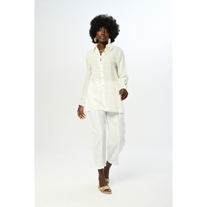 Camicia da Donna Ecru Tinta Unita con Maniche a Balze Confezionata Singolarmente - Product Image 4