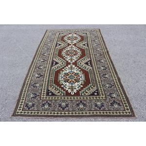 Turkish Rug, 5x8.5 ft Vintage Rug, <b>Brown</b> Floral <b>Wool</b> Rug - Product Image 1