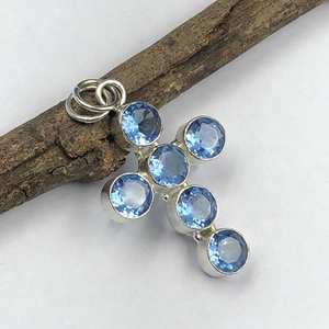 Pendentif croix en tanzanite, collier classique en argent sterling plaqué or, pierre de naissance de décembre, bijou religieux, cadeau - Product Image 5